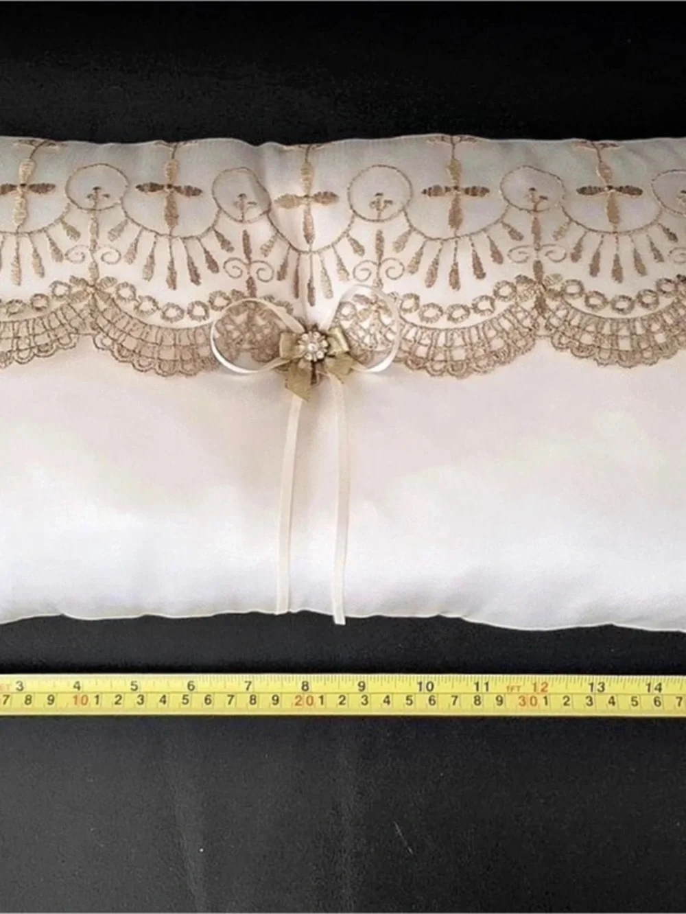 White & Gold Lace Decorative Accent wedding Pillow Set - like new